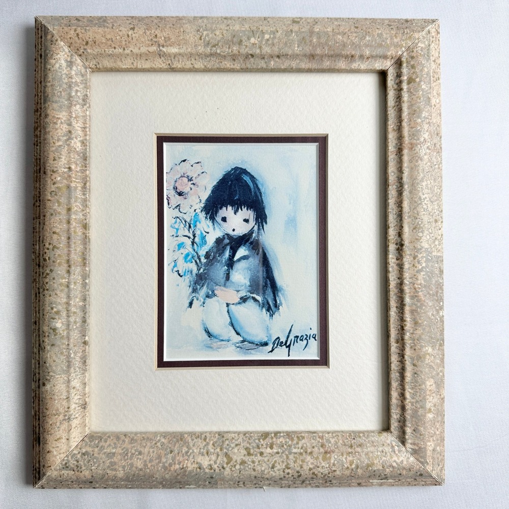 Ted DeGrazia "Wanda's Little Boy" Framed Art Signed Matted Framed Vintage 70s